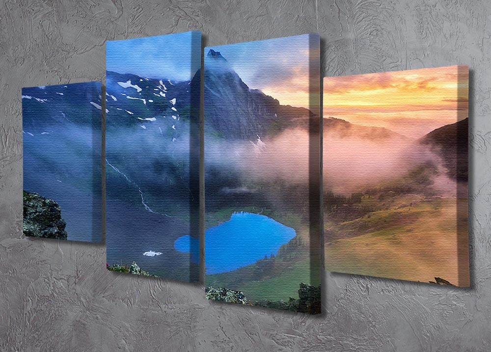 Colorado Paradise 4 Split Panel Canvas artwork featuring serene landscape divided into four panels, enhancing any room's decor.
