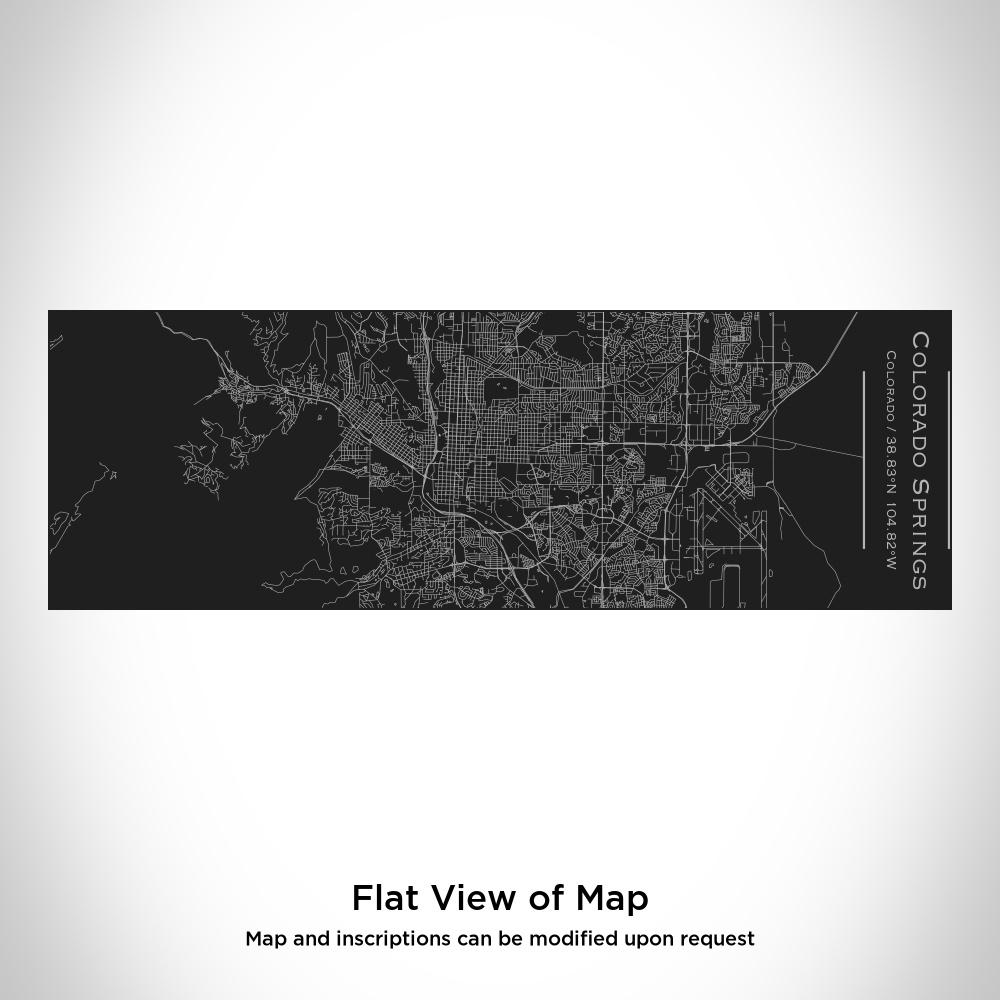 Matte black insulated cup featuring a custom engraved map of Colorado Springs, Colorado with coordinates.