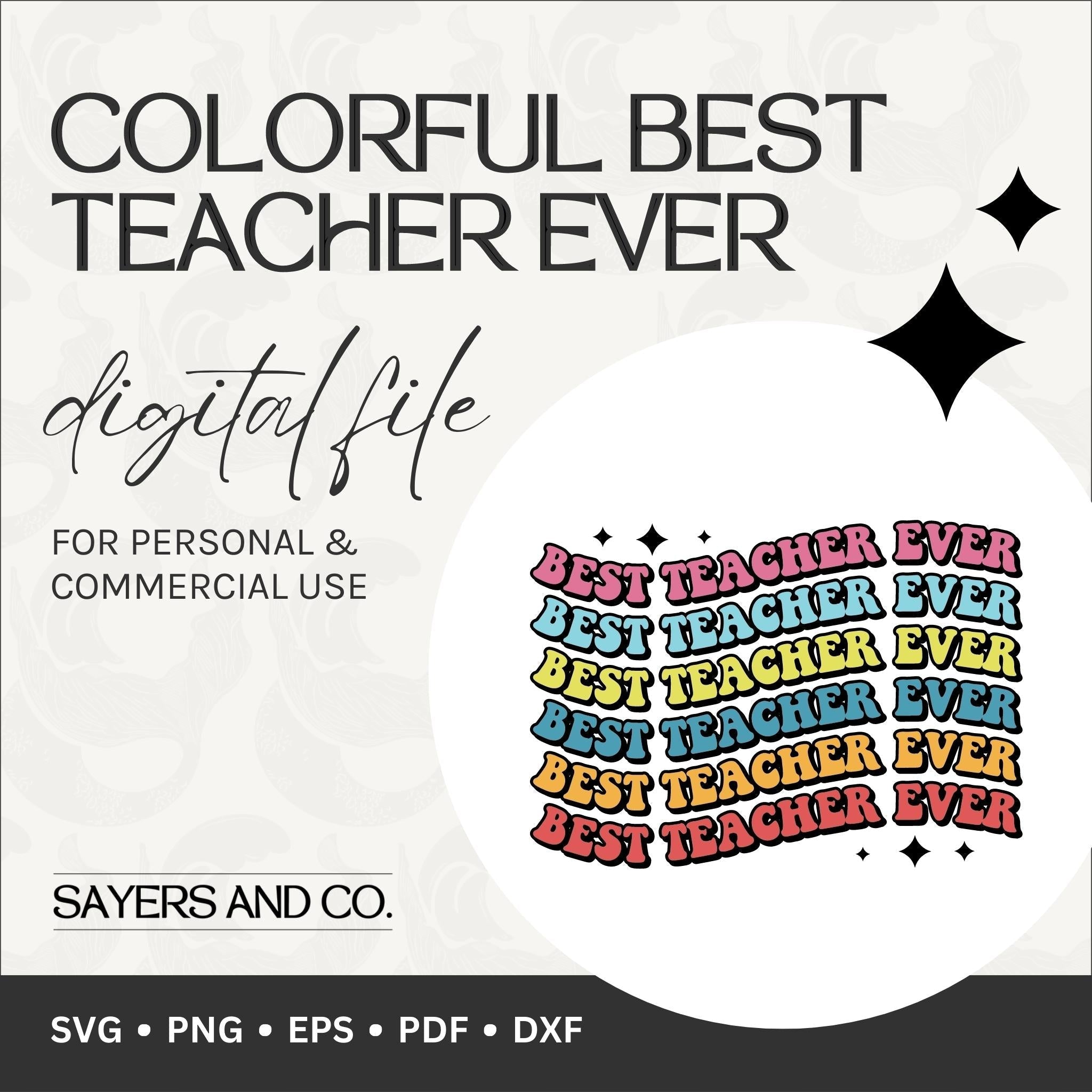 Colorful digital design files for teachers, showcasing vibrant graphics suitable for various creative projects.