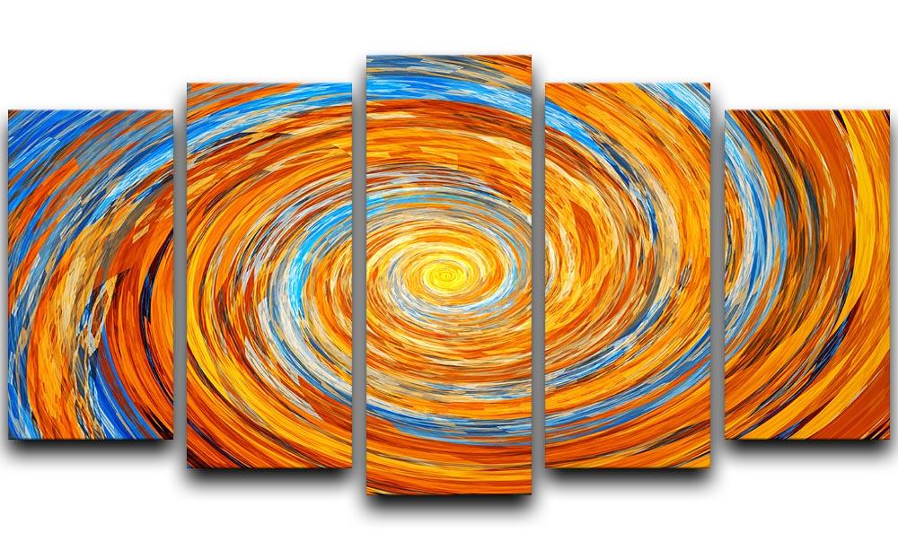 Colorful Spiral Fractal 5 Split Panel Canvas artwork featuring vibrant colors and intricate patterns across five panels.