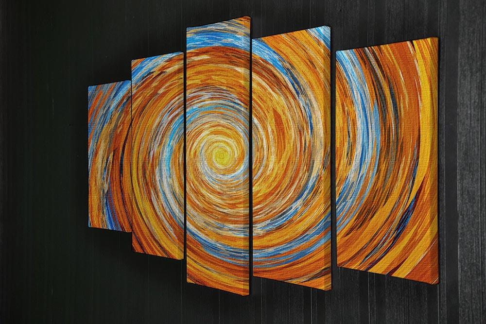 Colorful Spiral Fractal 5 Split Panel Canvas artwork featuring vibrant colors and intricate patterns across five panels.