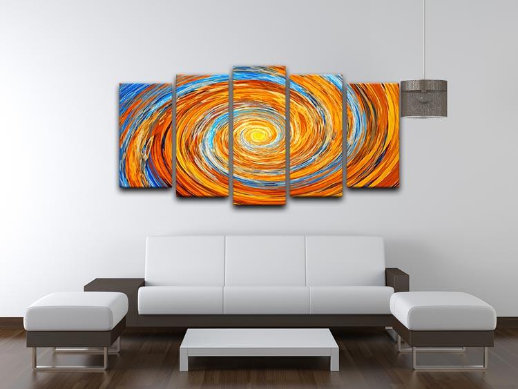 Colorful Spiral Fractal 5 Split Panel Canvas artwork featuring vibrant colors and intricate patterns across five panels.