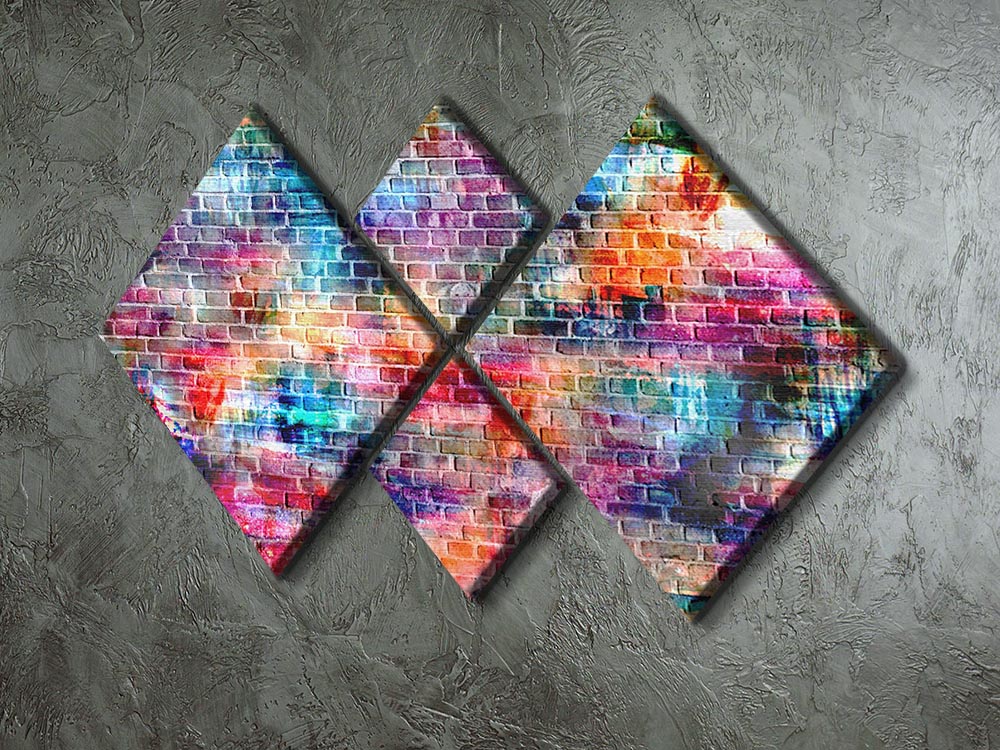 Colorful 4 square multi panel canvas art featuring vibrant designs, perfect for home decor.