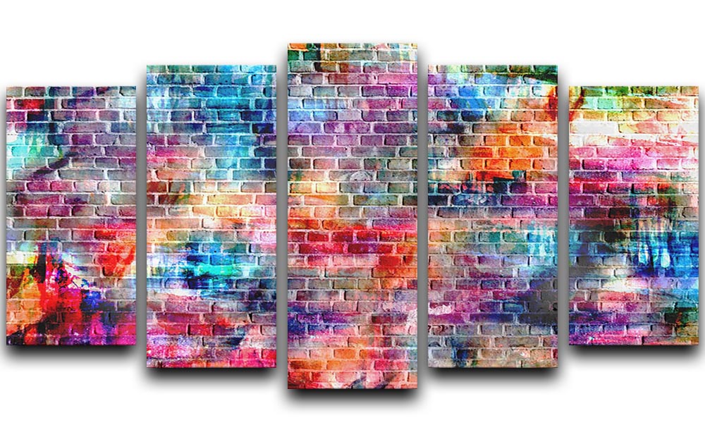 Colorful 5 split panel canvas art featuring vibrant hues and dynamic design, perfect for home decor.