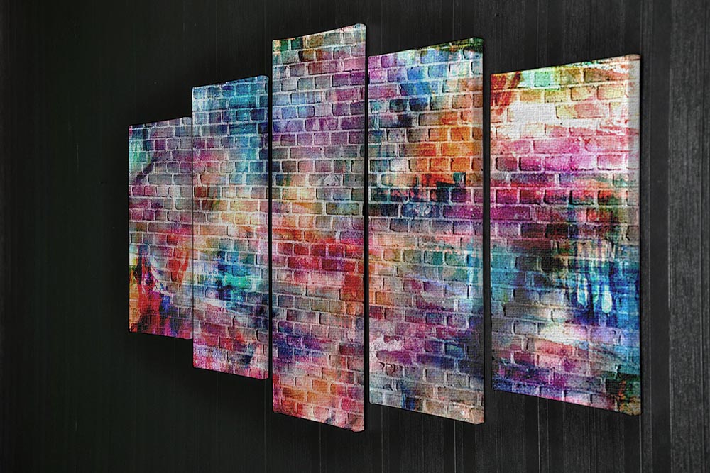 Colorful 5 split panel canvas art featuring vibrant hues and dynamic design, perfect for home decor.
