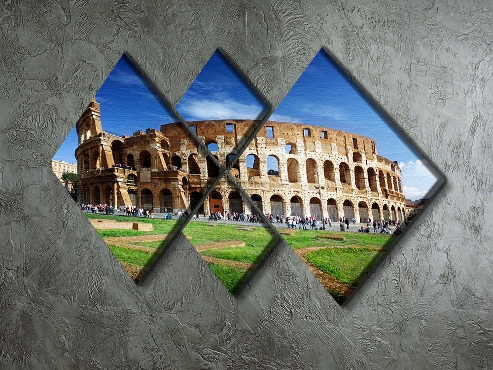 A beautiful 4-square canvas artwork depicting the Colosseum in Rome, Italy, showcasing intricate details and vibrant colors.
