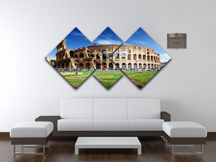A beautiful 4-square canvas artwork depicting the Colosseum in Rome, Italy, showcasing intricate details and vibrant colors.
