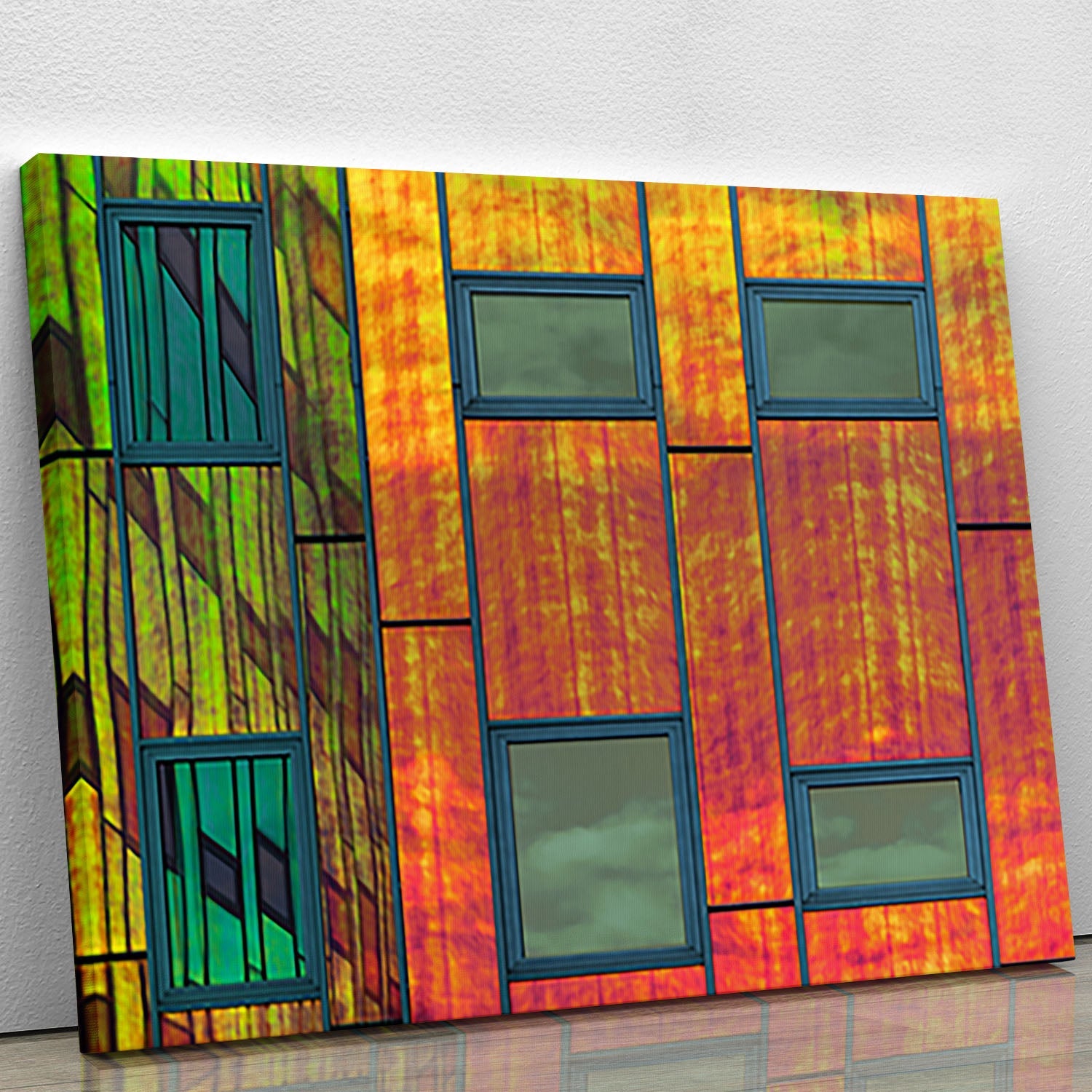 A vibrant Colour Reflections Canvas Print showcasing modern art with rich colors and textures, perfect for home decor.