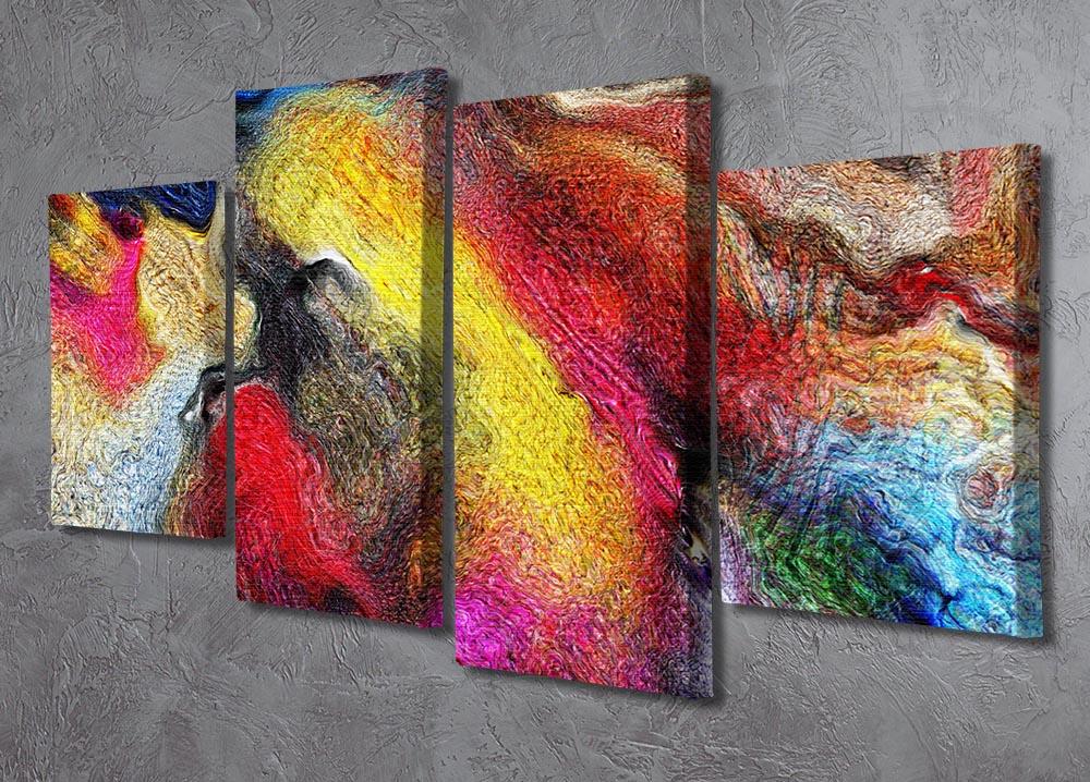 Colour Splash 4 Split Panel Canvas artwork featuring vibrant colors and dynamic design, divided into four equal sections for a modern look.