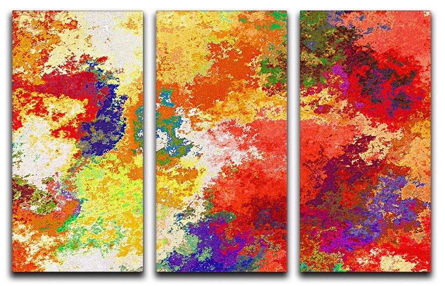 Colour Splash Version 2 3 Split Panel Canvas Print featuring vibrant colors and abstract design, perfect for modern decor.