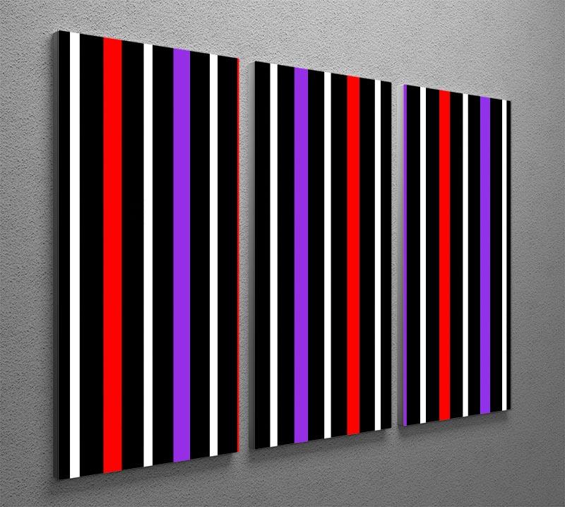 Colour Stripes FS2 3 Split Panel Canvas Print showcasing vibrant colors and modern design, perfect for home decor.