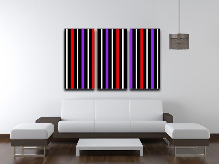 Colour Stripes FS2 3 Split Panel Canvas Print showcasing vibrant colors and modern design, perfect for home decor.