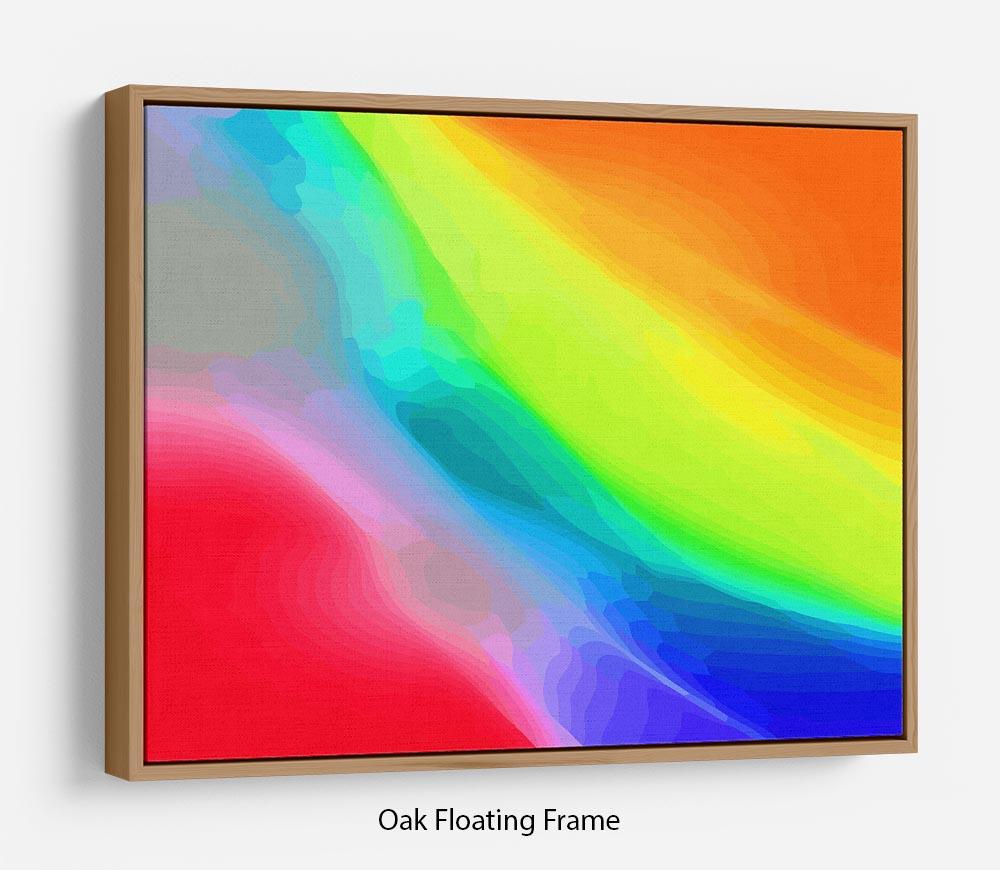A vibrant Colour Swirl Floating Frame Canvas showcasing abstract art in a handcrafted wooden frame, perfect for modern home decor.
