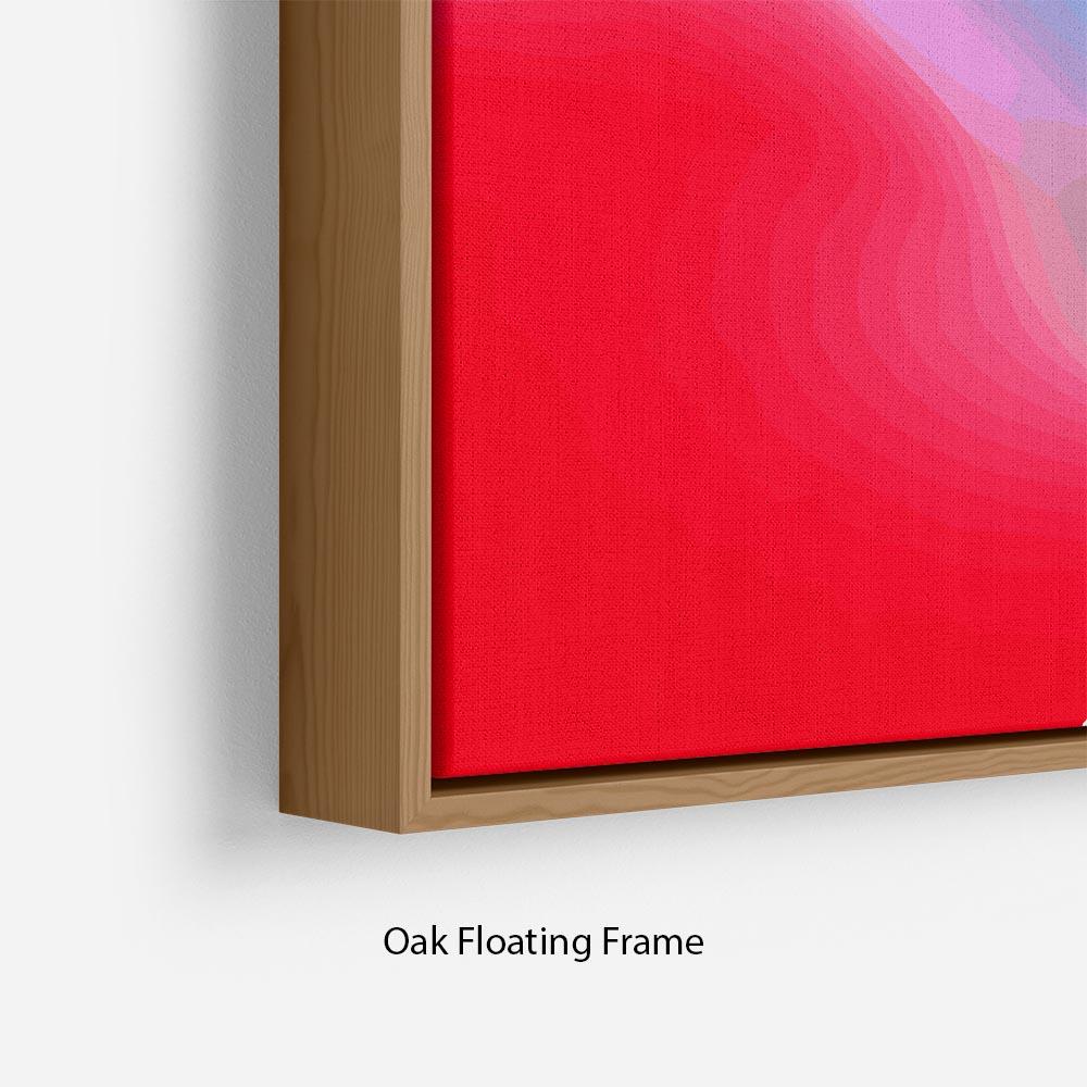 A vibrant Colour Swirl Floating Frame Canvas showcasing abstract art in a handcrafted wooden frame, perfect for modern home decor.