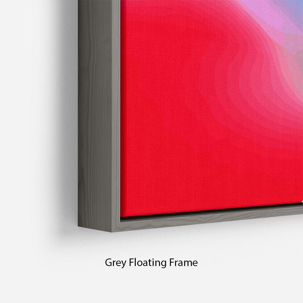 A vibrant Colour Swirl Floating Frame Canvas showcasing abstract art in a handcrafted wooden frame, perfect for modern home decor.