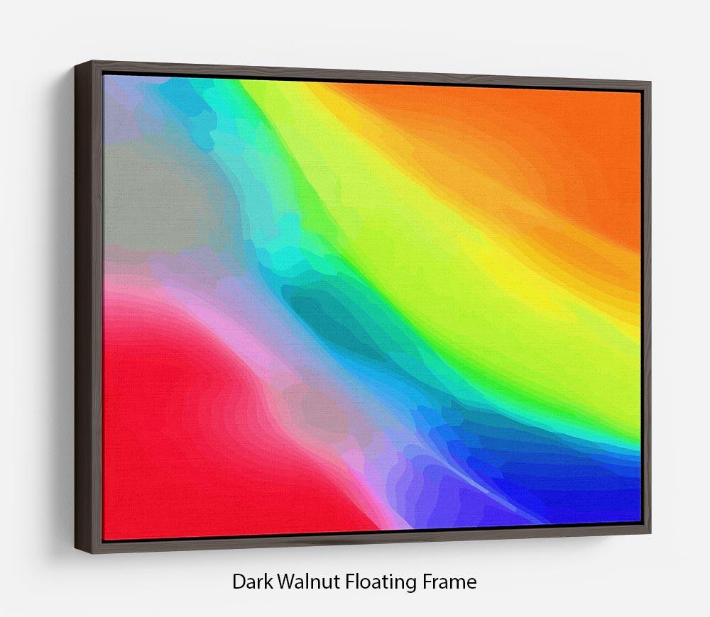A vibrant Colour Swirl Floating Frame Canvas showcasing abstract art in a handcrafted wooden frame, perfect for modern home decor.