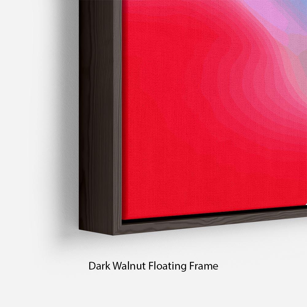 A vibrant Colour Swirl Floating Frame Canvas showcasing abstract art in a handcrafted wooden frame, perfect for modern home decor.