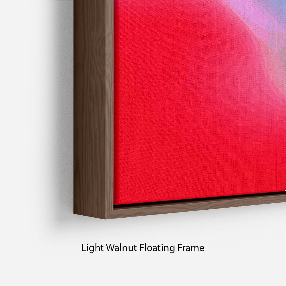 A vibrant Colour Swirl Floating Frame Canvas showcasing abstract art in a handcrafted wooden frame, perfect for modern home decor.