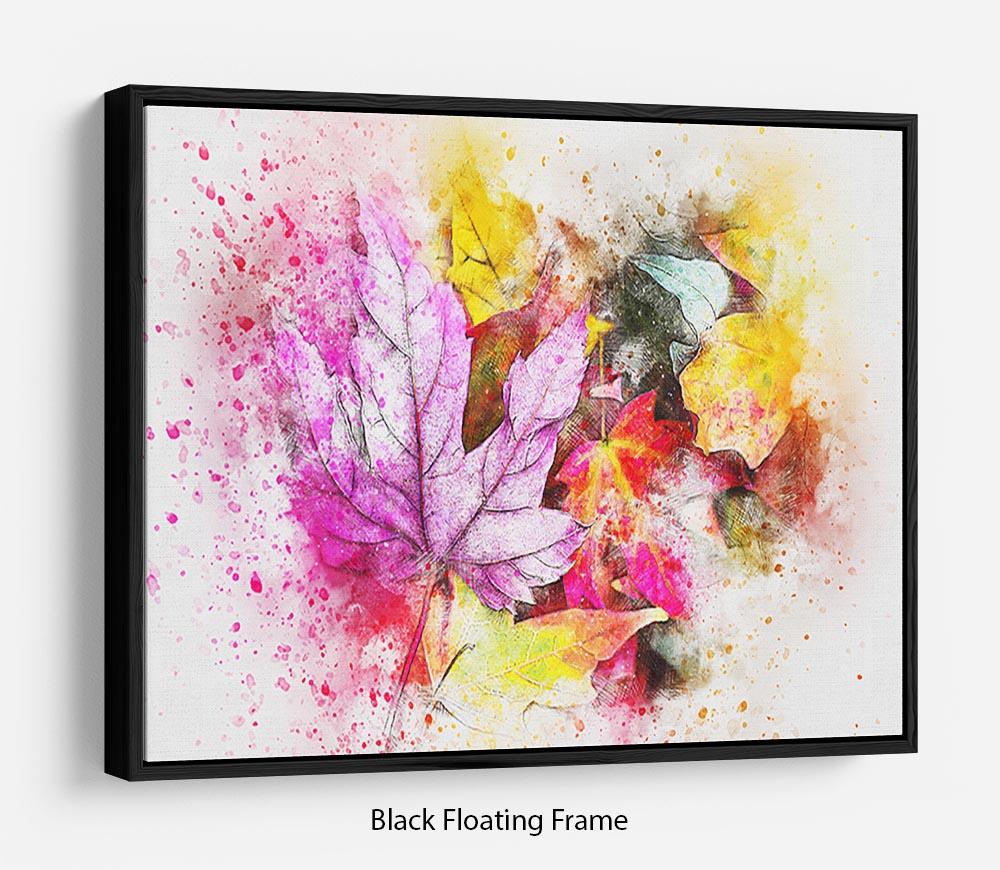 A vibrant Coloured Leaves Floating Frame Canvas showcasing colorful leaves in an elegant floating frame, perfect for modern home decor.