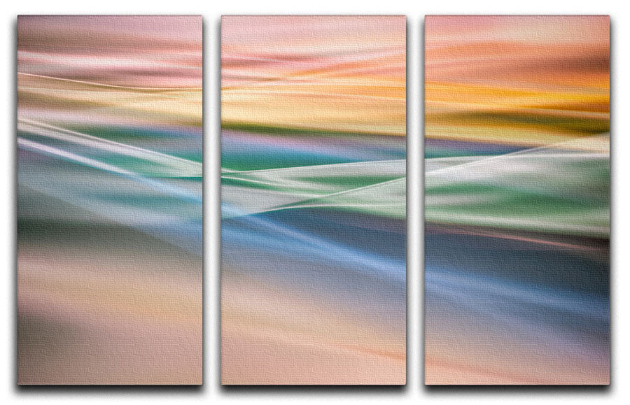 Coloured Waves 3 Split Panel Canvas Print showcasing vibrant colors and abstract design, perfect for home or office decor.