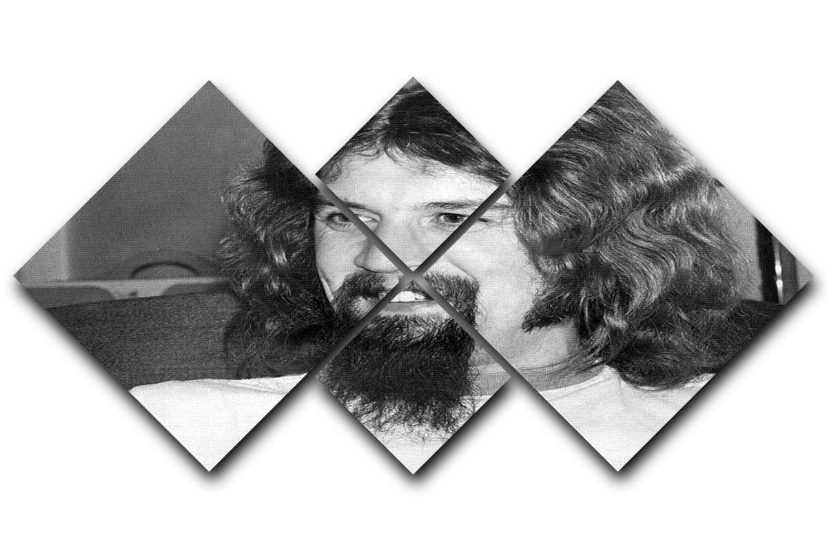 A vibrant 4-square multi panel canvas featuring comedian Billy Connolly, showcasing his humorous essence in a striking artwork.