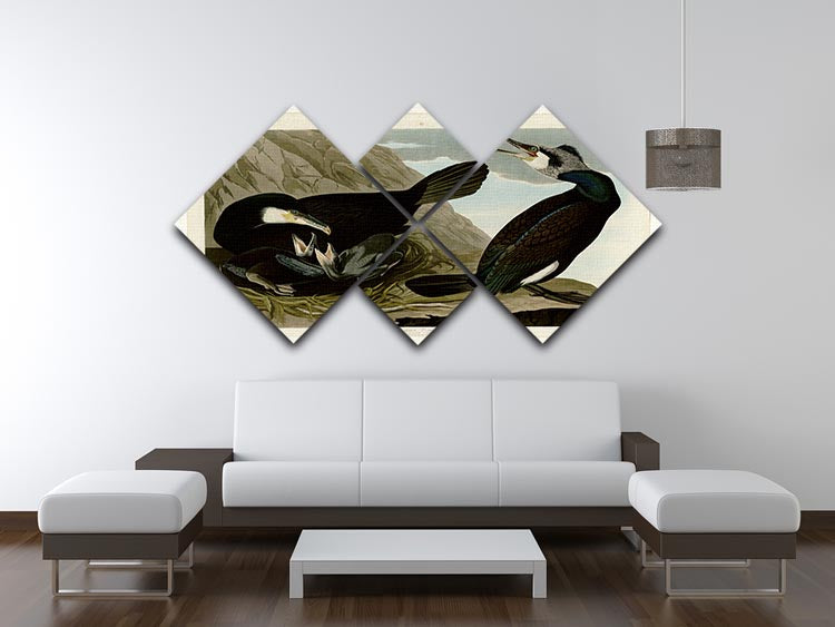 A beautiful 4-square multi-panel canvas featuring the Common Cormorant, showcasing vibrant colors and intricate details.