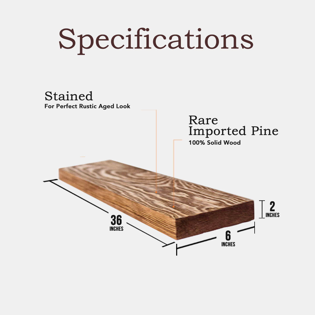 Connie Floating Shelves in Light Walnut, showcasing rustic wood craftsmanship and elegant design.