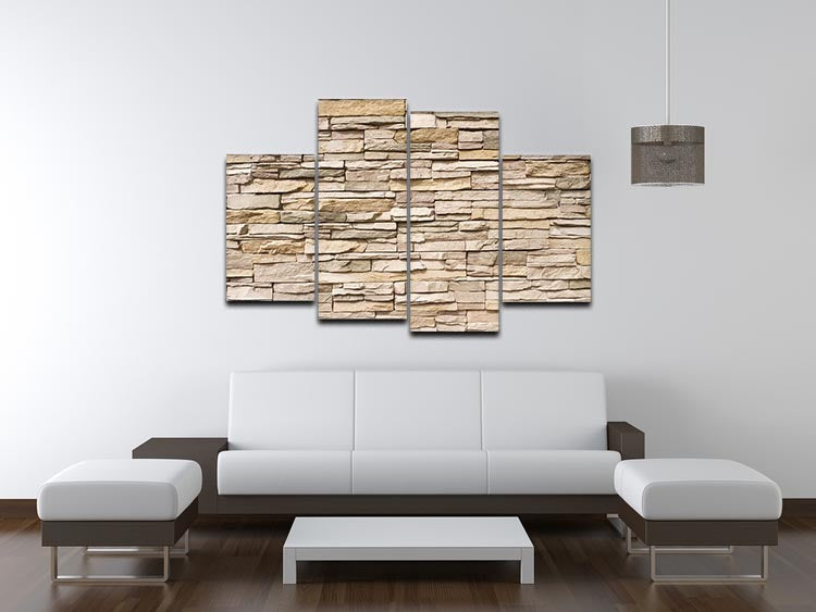 Contemporary Stacked Stone 4 Split Panel Canvas artwork displayed in a modern living room setting.