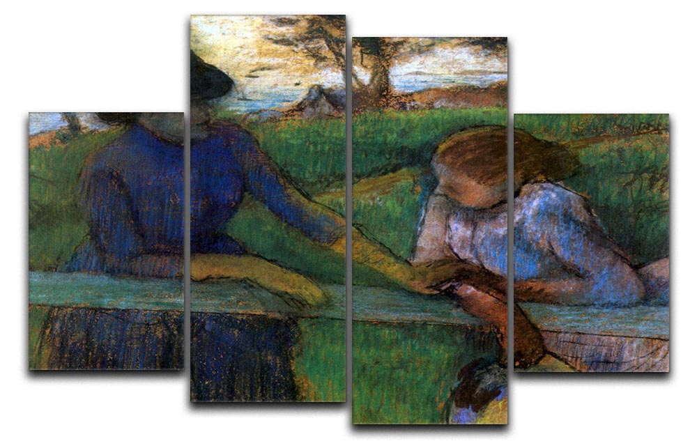 A 4-split canvas artwork titled 'Conversation' by Degas, showcasing four panels that create a cohesive image with dynamic depth.