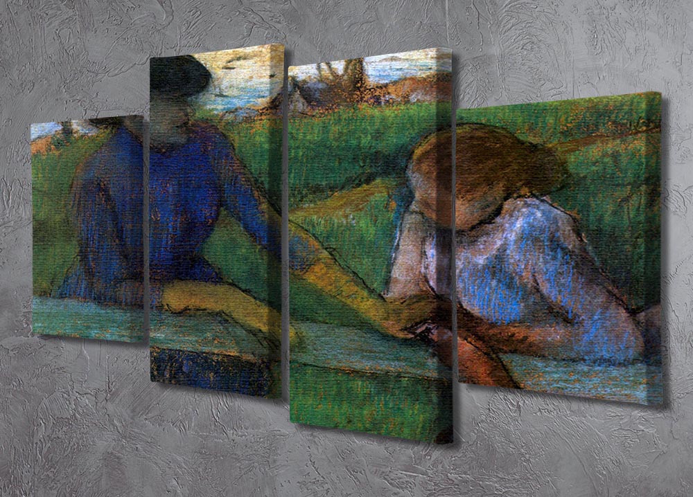 A 4-split canvas artwork titled 'Conversation' by Degas, showcasing four panels that create a cohesive image with dynamic depth.