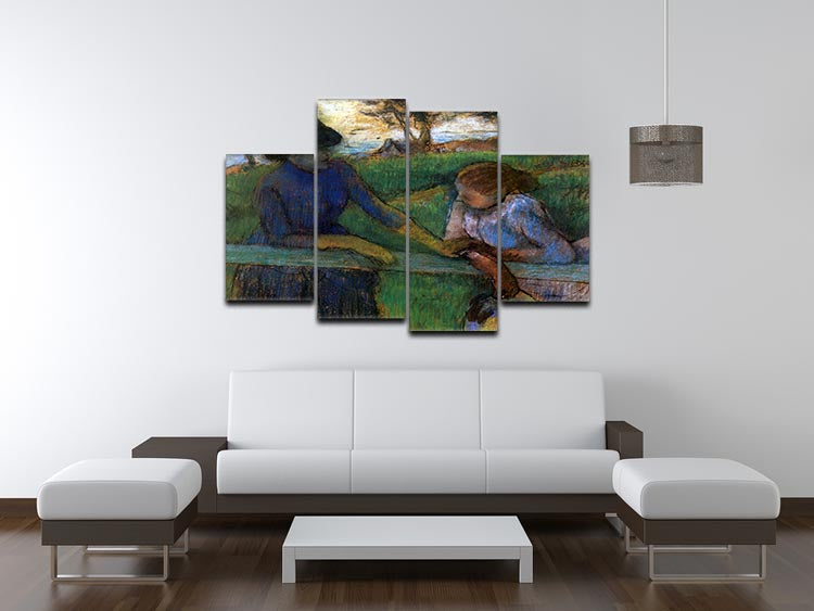 A 4-split canvas artwork titled 'Conversation' by Degas, showcasing four panels that create a cohesive image with dynamic depth.