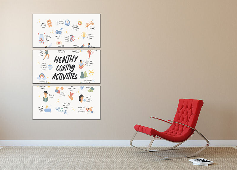 A beautiful 3-panel canvas print featuring captivating designs, perfect for home or office decor.