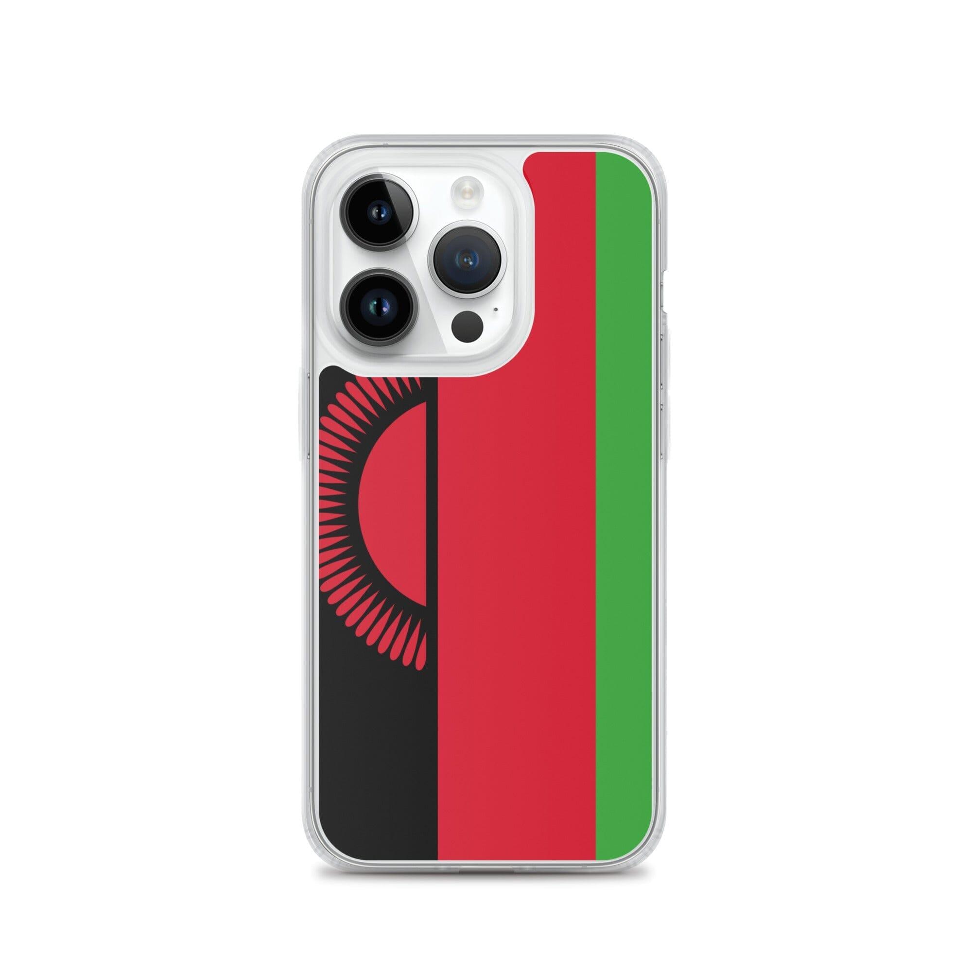 Coque de téléphone en plastique transparent avec motif du drapeau du Malawi, adaptée pour iPhone 6 à 14 Pro Max.