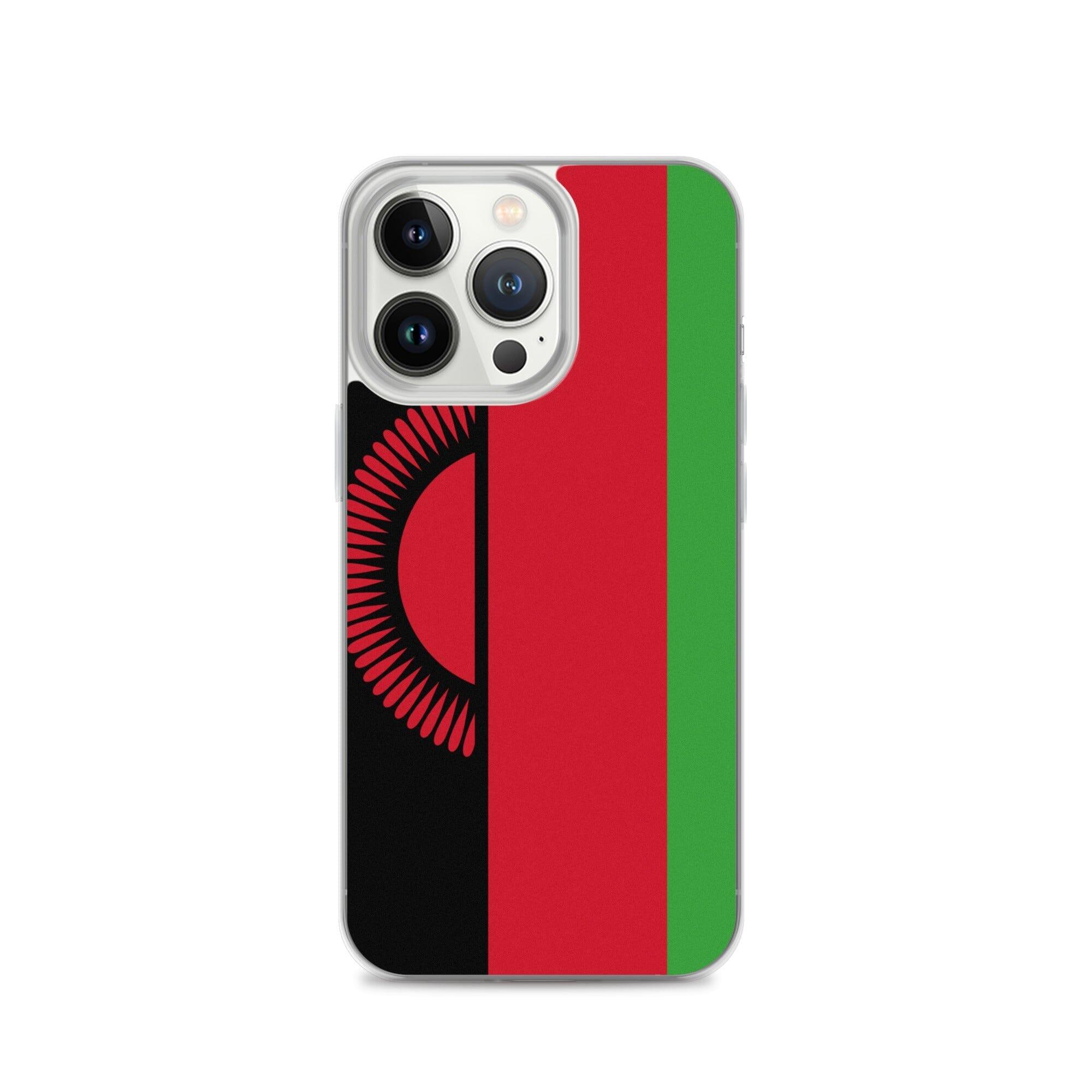 Coque de téléphone en plastique transparent avec motif du drapeau du Malawi, adaptée pour iPhone 6 à 14 Pro Max.