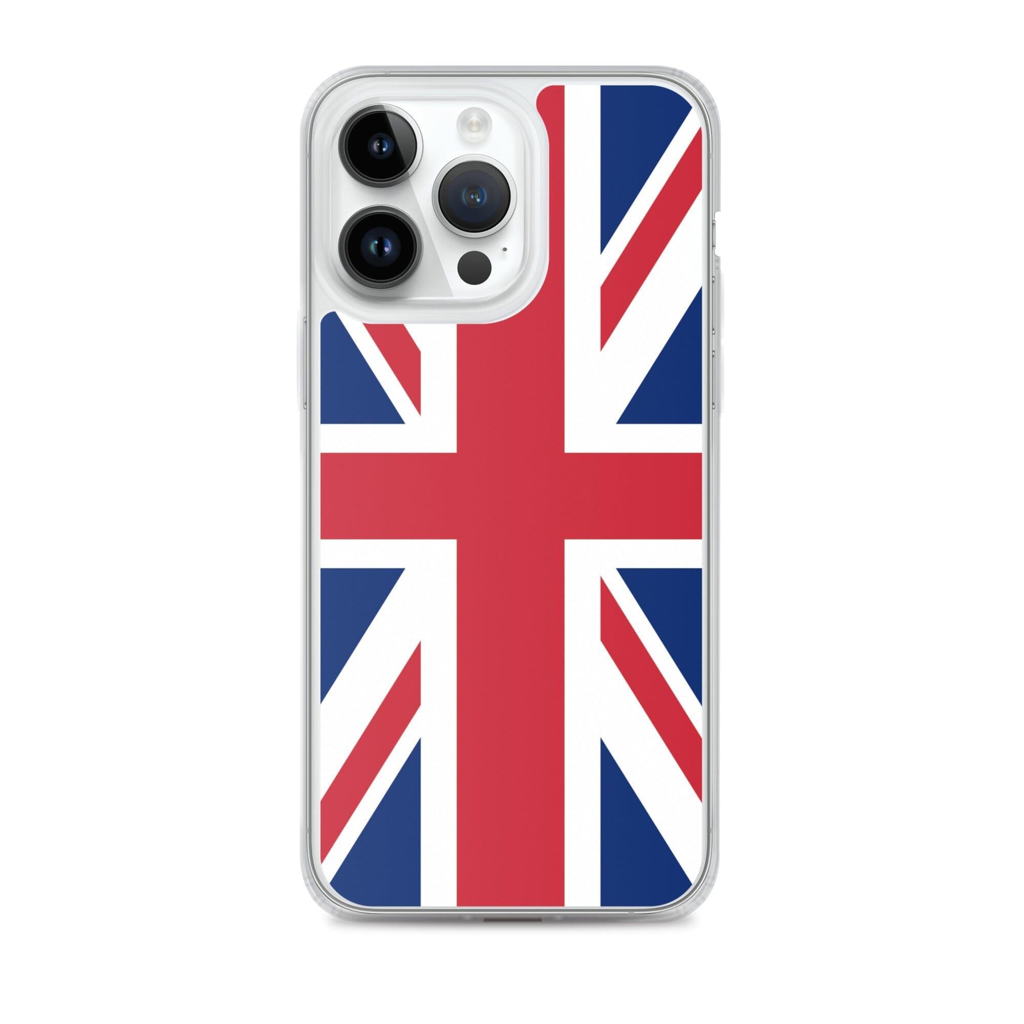 Coque de téléphone avec le drapeau du Royaume-Uni, en plastique transparent et TPU, pour iPhone.