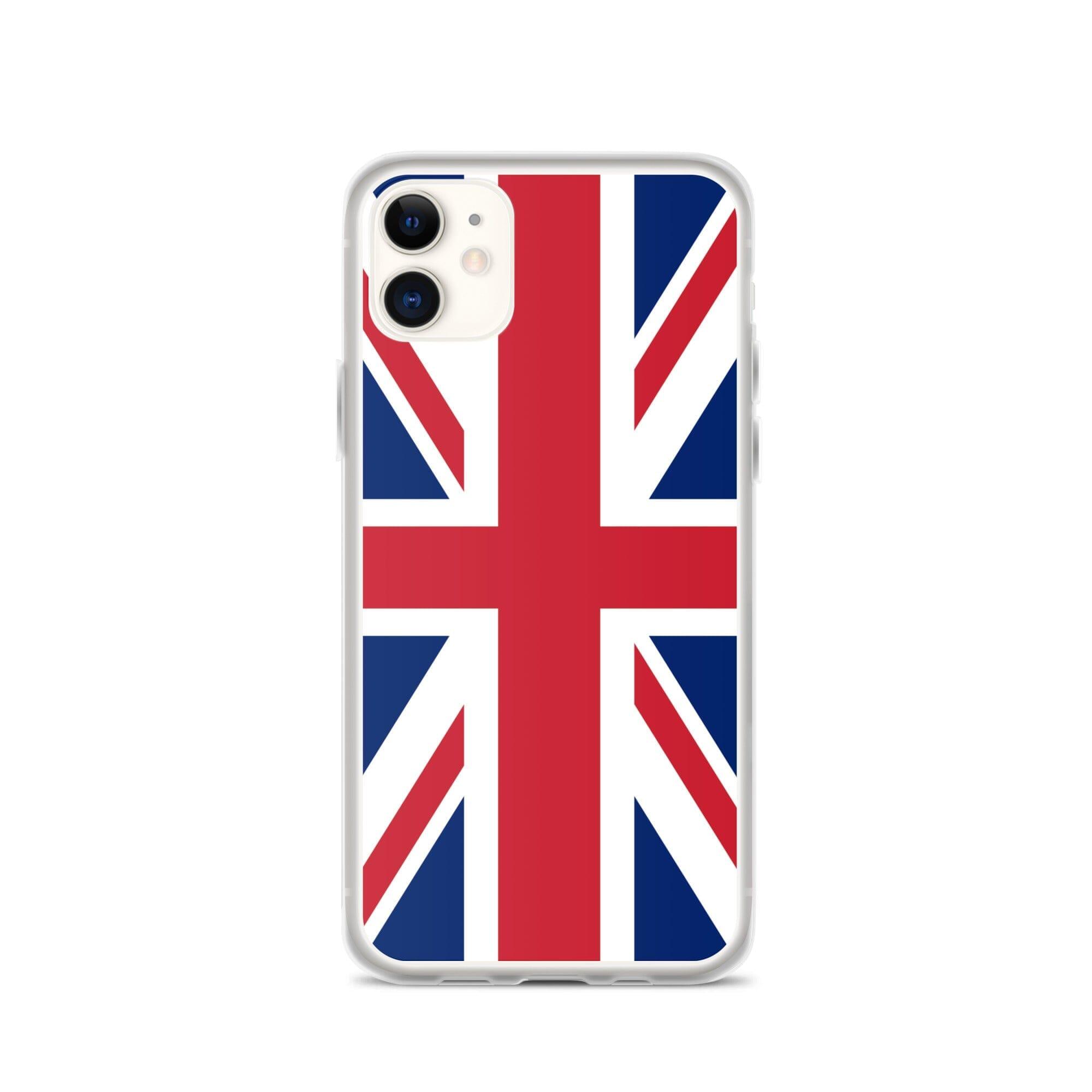 Coque de téléphone avec le drapeau du Royaume-Uni, en plastique transparent et TPU, pour iPhone.