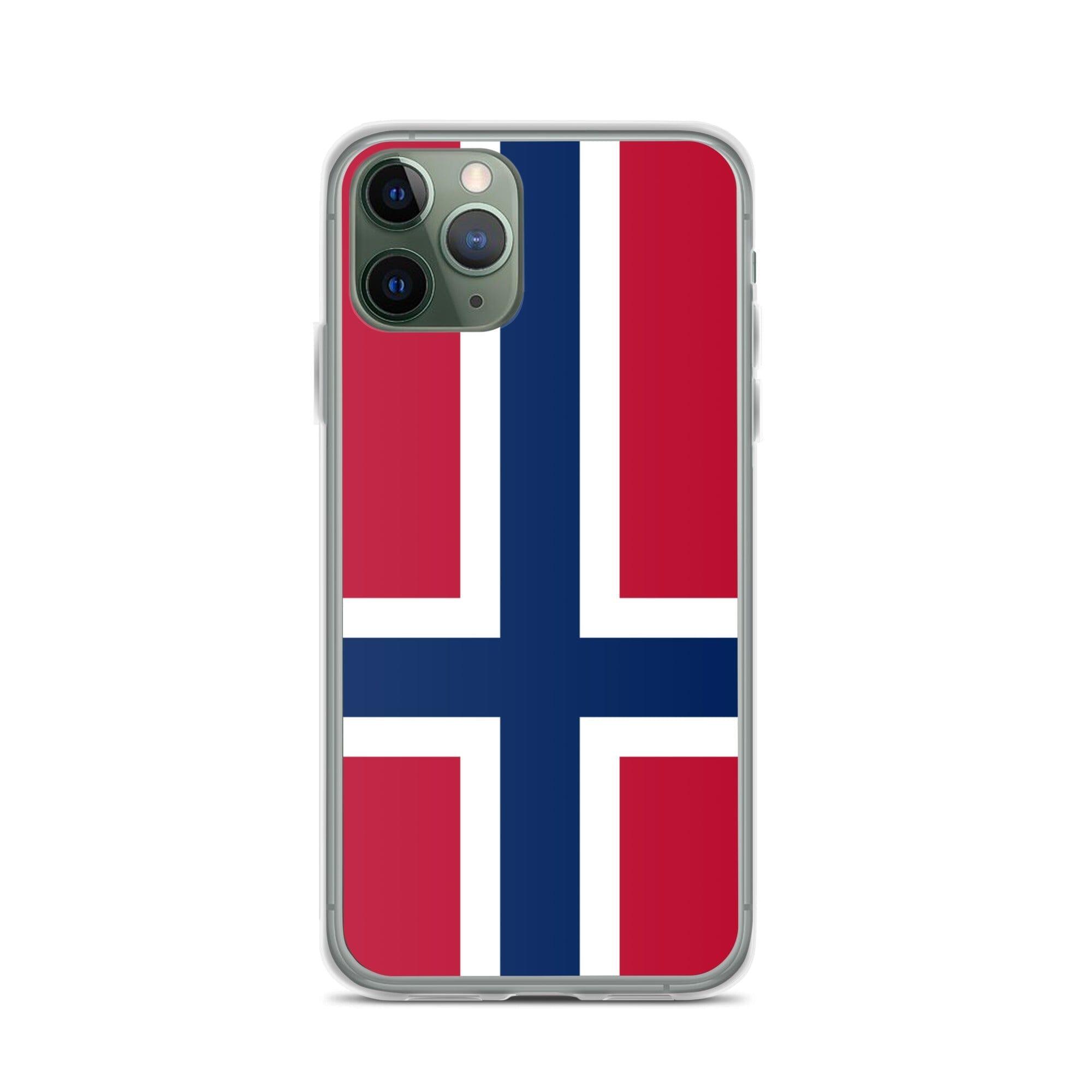 Coque de téléphone transparente avec le Drapeau du Svalbard et de Jan Mayen, offrant protection et style pour iPhone.