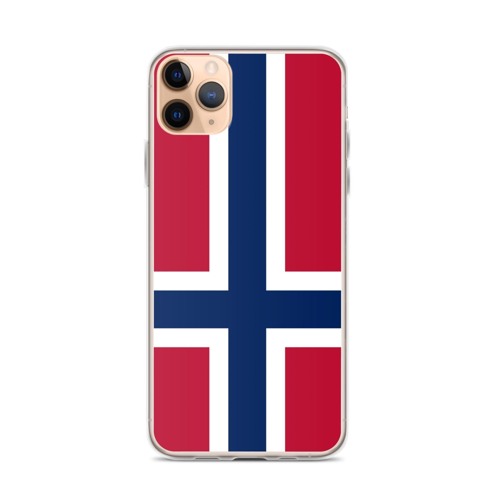 Coque de téléphone transparente avec le Drapeau du Svalbard et de Jan Mayen, offrant protection et style pour iPhone.