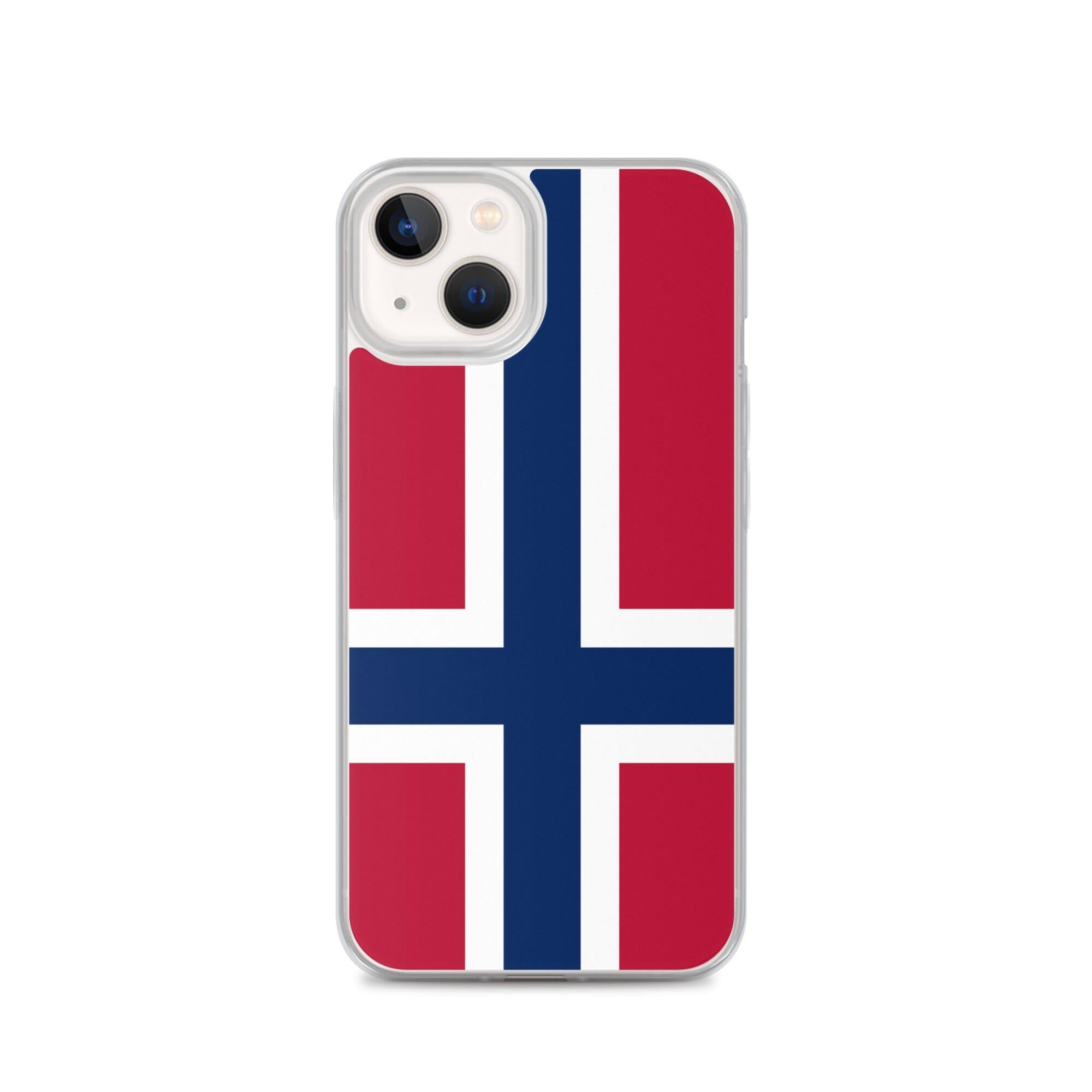 Coque de téléphone transparente avec le Drapeau du Svalbard et de Jan Mayen, offrant protection et style pour iPhone.