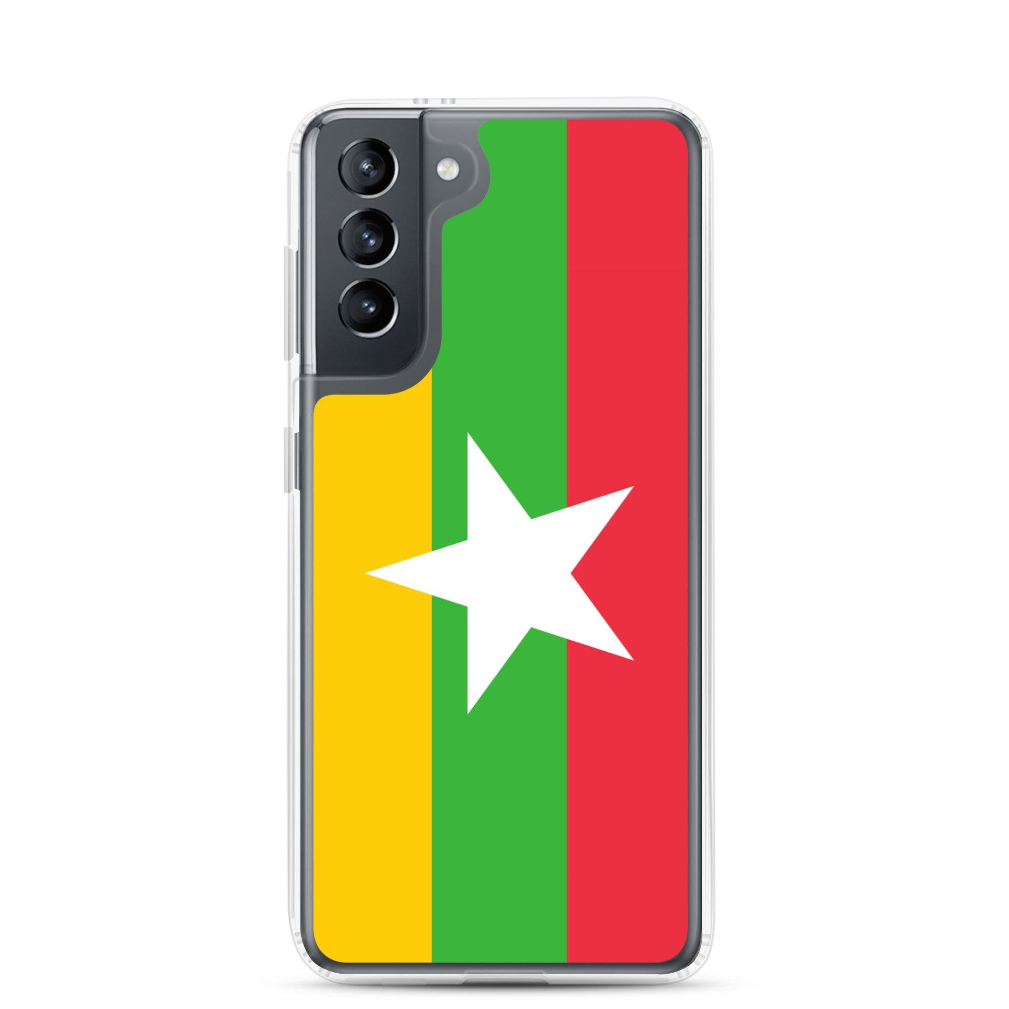Coque de téléphone avec le drapeau de la Birmanie, en TPU flexible, offrant une protection élégante et durable.