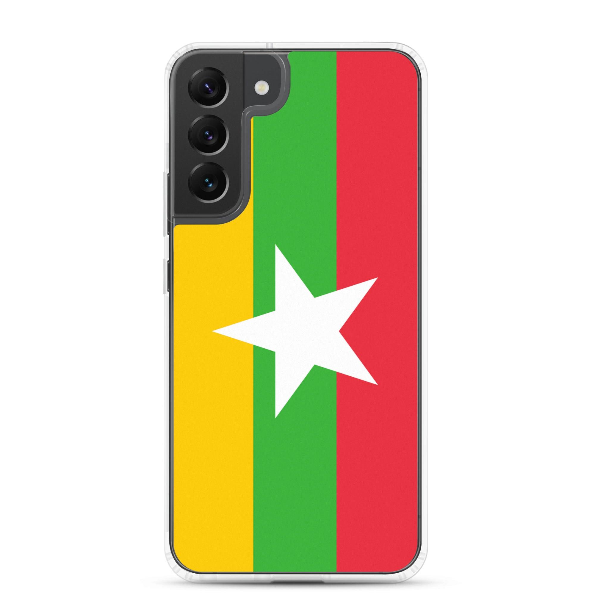 Coque de téléphone avec le drapeau de la Birmanie, en TPU flexible, offrant une protection élégante et durable.