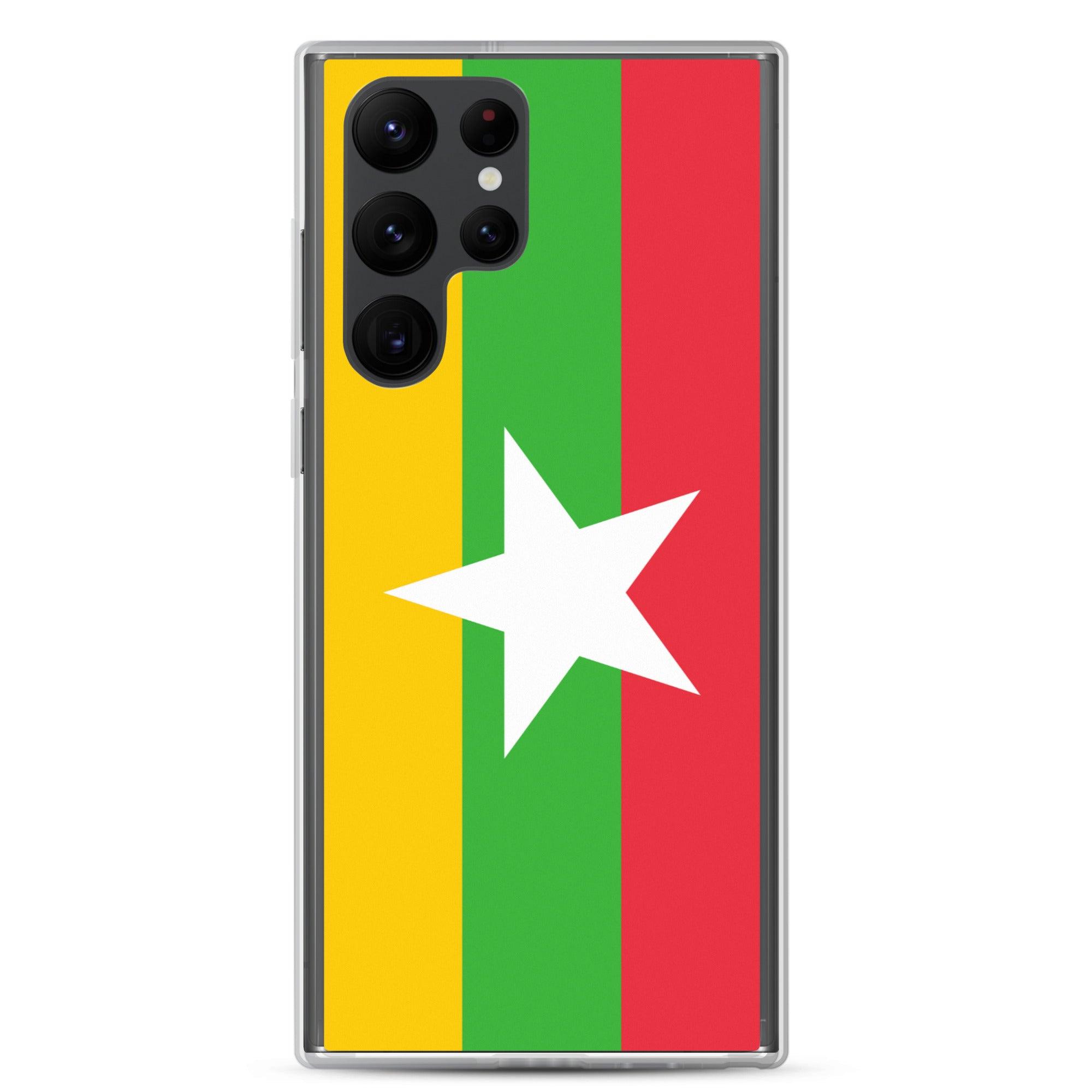 Coque de téléphone avec le drapeau de la Birmanie, en TPU flexible, offrant une protection élégante et durable.