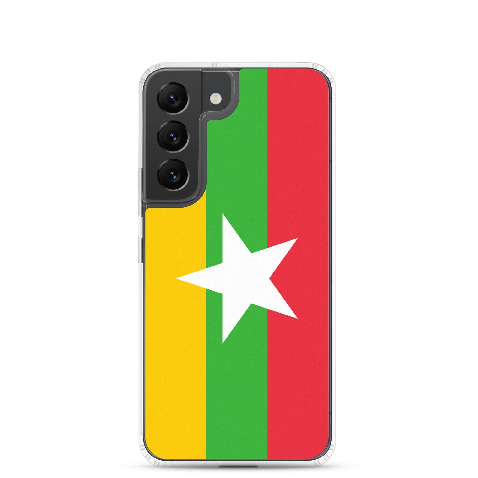 Coque de téléphone avec le drapeau de la Birmanie, en TPU flexible, offrant une protection élégante et durable.
