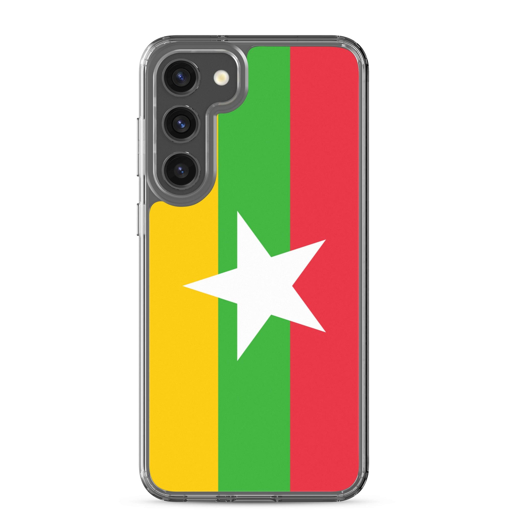 Coque de téléphone avec le drapeau de la Birmanie, en TPU flexible, offrant une protection élégante et durable.