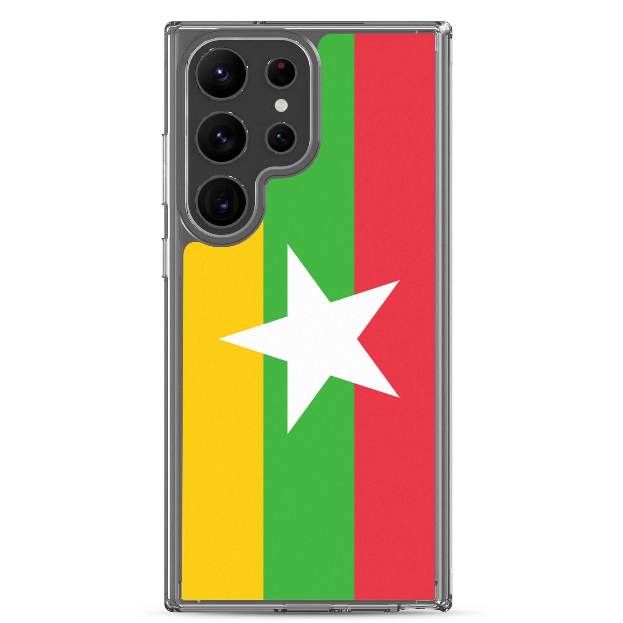 Coque de téléphone avec le drapeau de la Birmanie, en TPU flexible, offrant une protection élégante et durable.