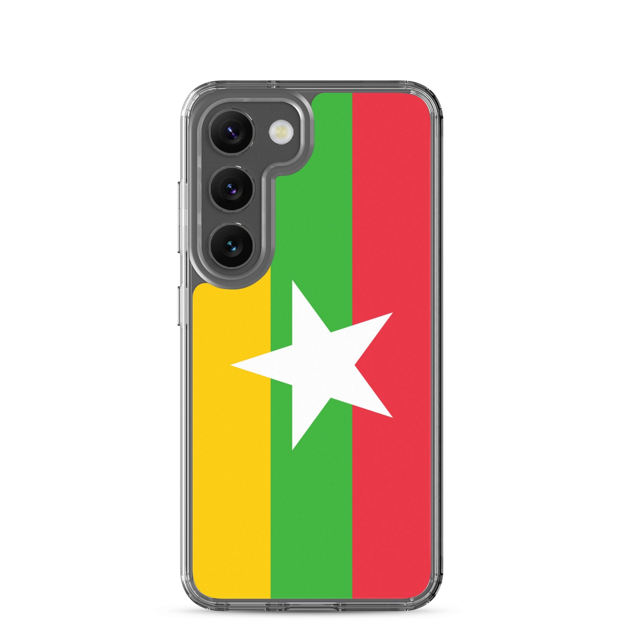 Coque de téléphone avec le drapeau de la Birmanie, en TPU flexible, offrant une protection élégante et durable.