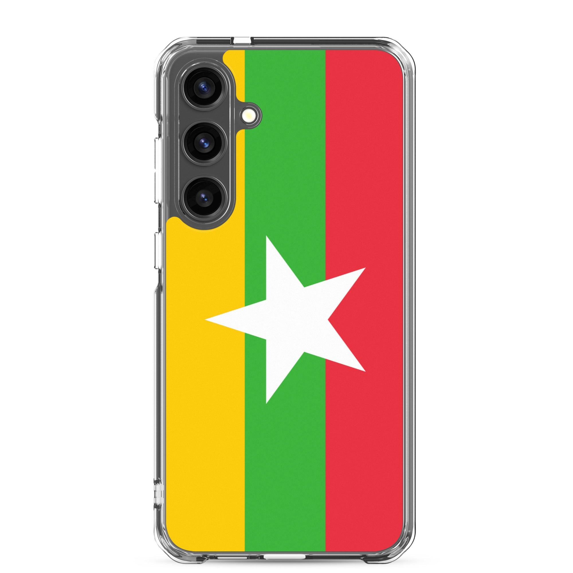 Coque de téléphone avec le drapeau de la Birmanie, en TPU flexible, offrant une protection élégante et durable.