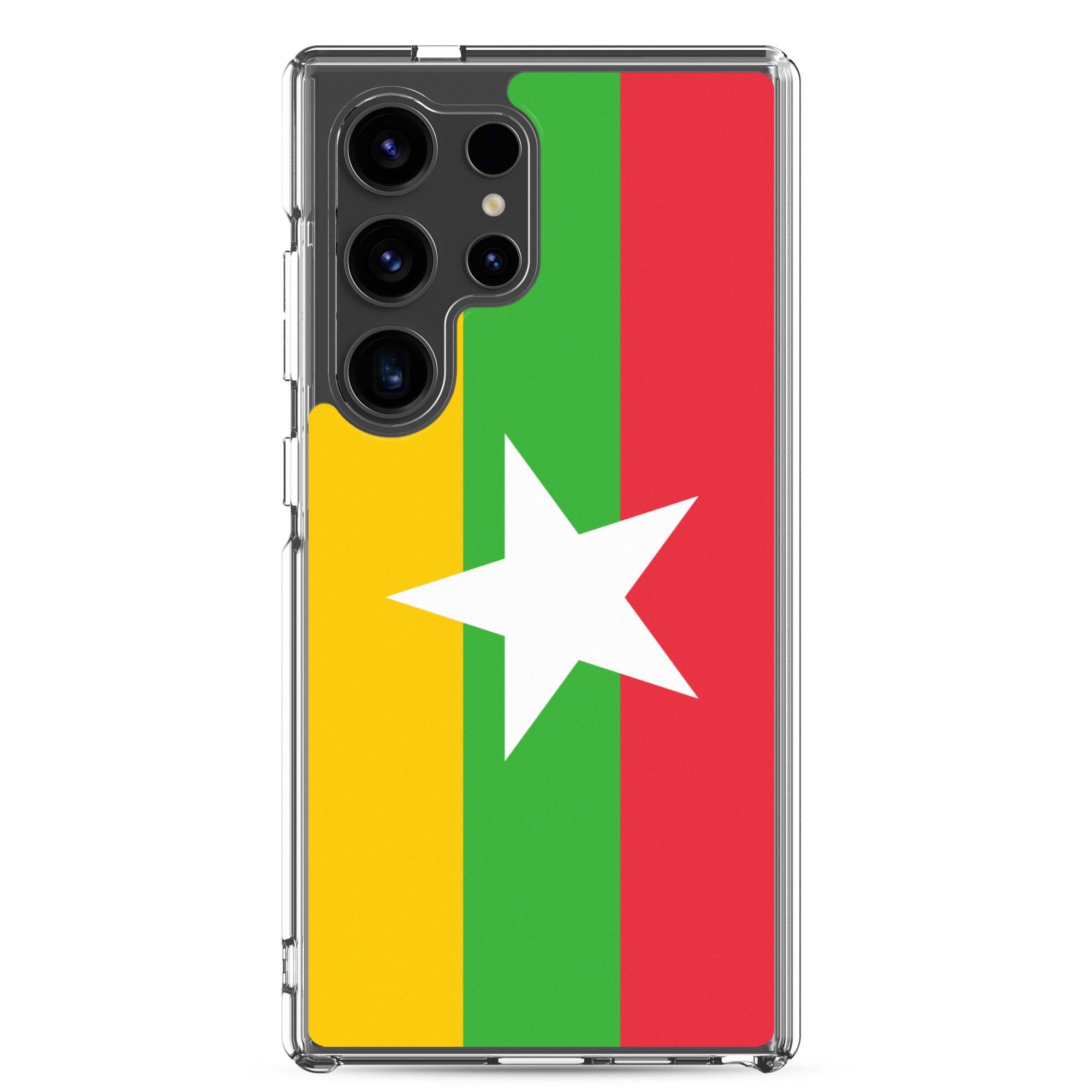 Coque de téléphone avec le drapeau de la Birmanie, en TPU flexible, offrant une protection élégante et durable.