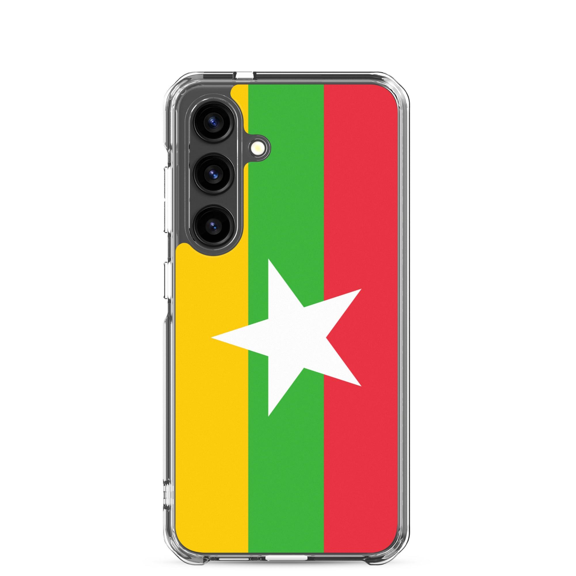 Coque de téléphone avec le drapeau de la Birmanie, en TPU flexible, offrant une protection élégante et durable.