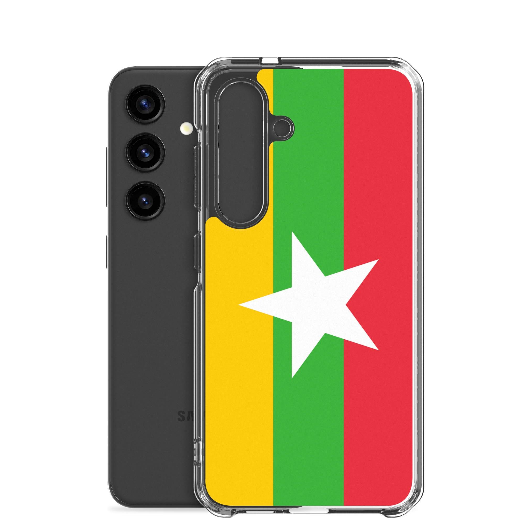 Coque de téléphone avec le drapeau de la Birmanie, en TPU flexible, offrant une protection élégante et durable.